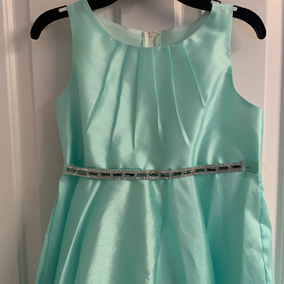 NWOT-Girls Kiki Teal Tea Length Special Occasion Dress - Picture 2 of 11